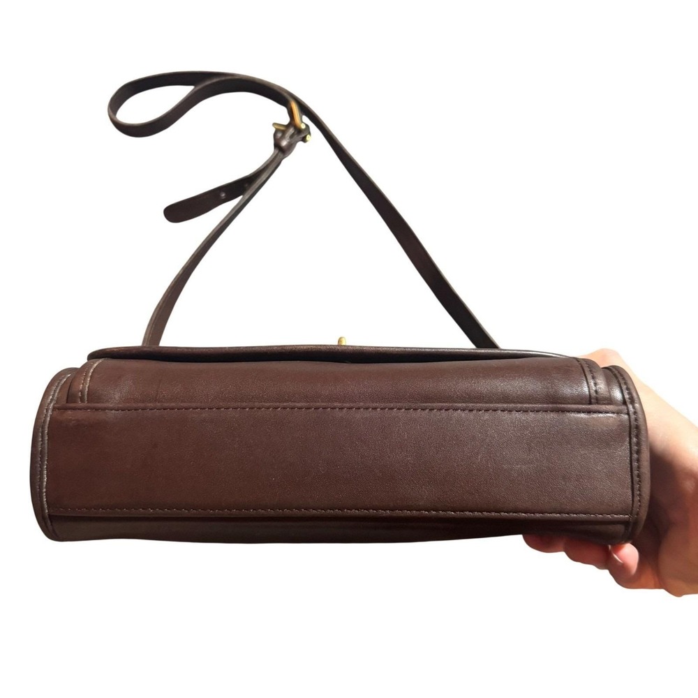 Coach Vintage 90s Ridgefield Flap Bag 9812 Brown Leather Crossbody - Picture 3 of 10
